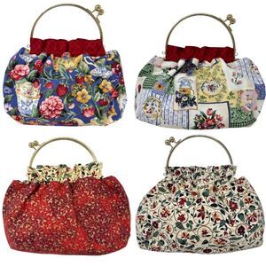 Handmade Brass Handle Bermuda Bag Extra Cover Reversible Florals Cottage Preppy